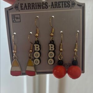 Trendy Halloween Earrings Set - Orange, Yellow, Black